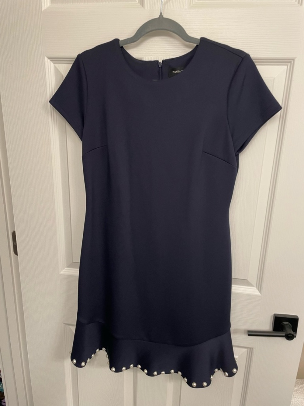 Ivanka Trump Navy Pearl-Hem Mini Dress